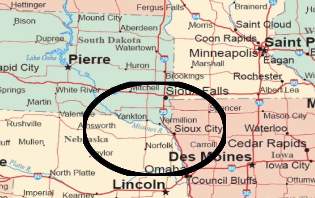 Sioux Laundry service area map